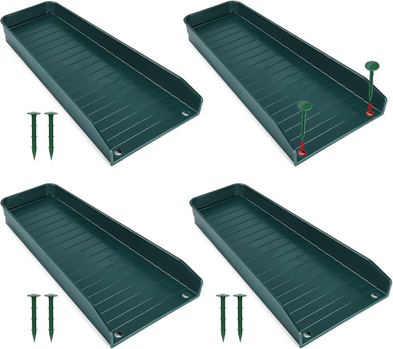 Creative.C 4 Pack Gutter Downspout Extensions,Rain Gutter Downspout Splash Block,Downspout Diverter,Down Spout Drain Extension,Gutter Splash Prevention Device for Cement Floor Lawn Ground (Green) - Image 1